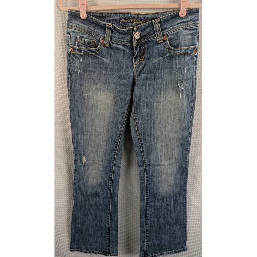 American Eagle Artist Flare Jeans Distressed Womens Size 4 Stretch Denim